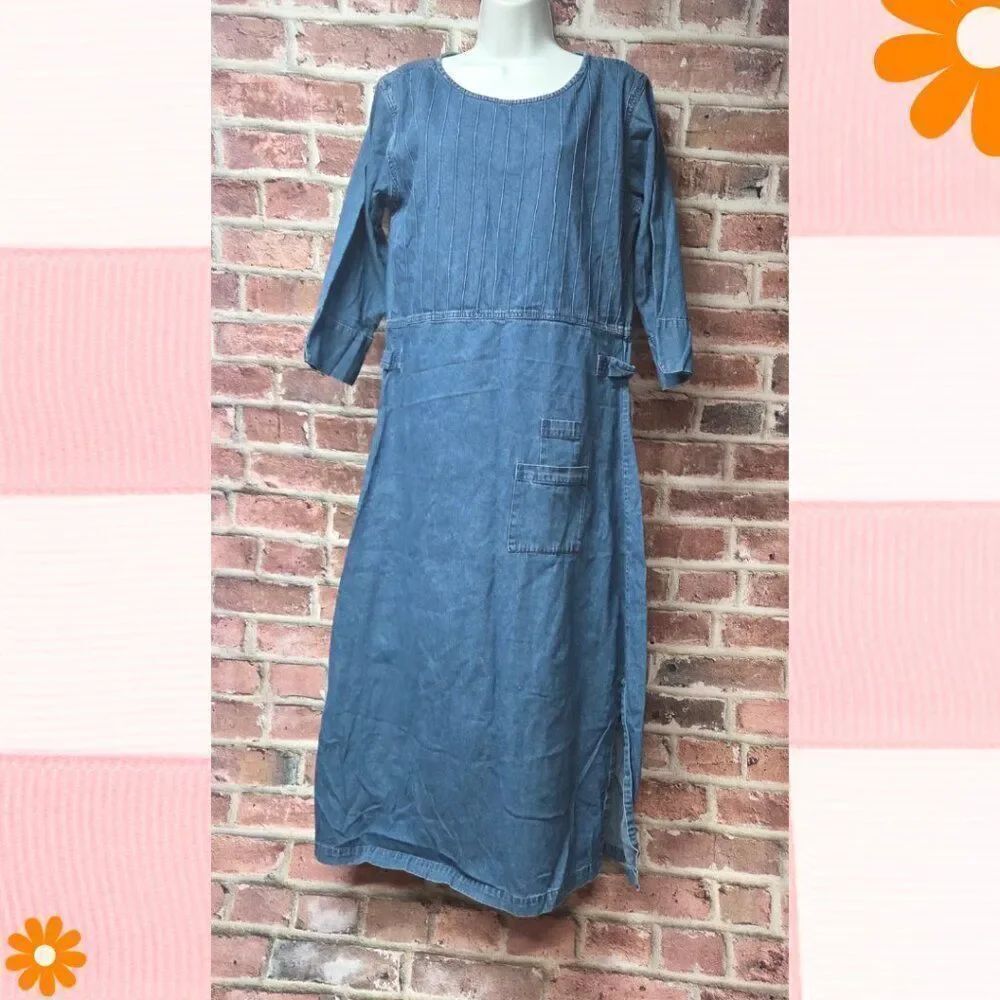 Vintage 90s Cotton Maxi Dress | New Direction | Women’s Medium | Blue